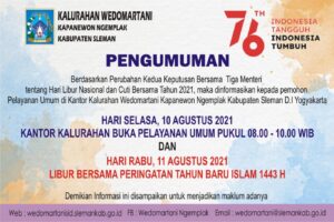 Pengumuman Perubahan Cuti Bersama dan Hari Libur Nasional Tahun 2021