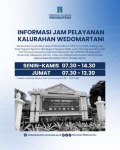Jam Pelayanan di Kalurahan Wedomartani Selama Bulan Ramadhan 1447 H/2026 M